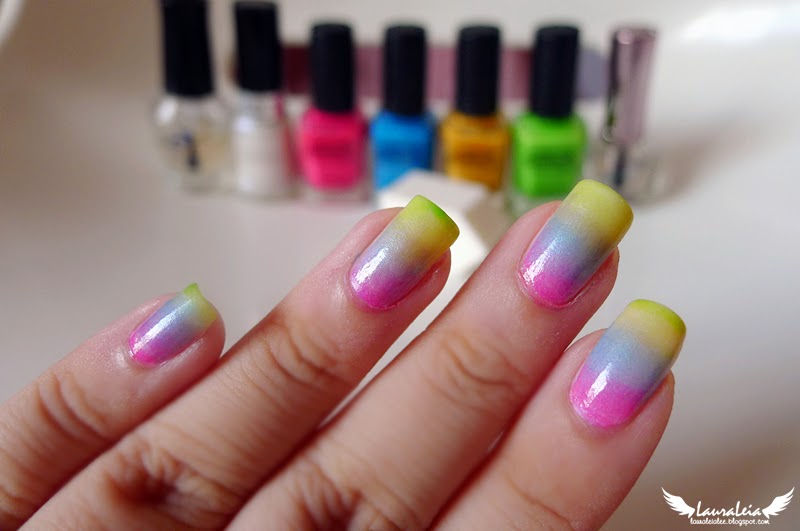 2. Easy Rainbow Nail Art with Sponge - wide 6