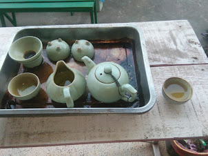 Traditional morning "Green Tea" at "Bo Lo Backpackers" in Vientiane.