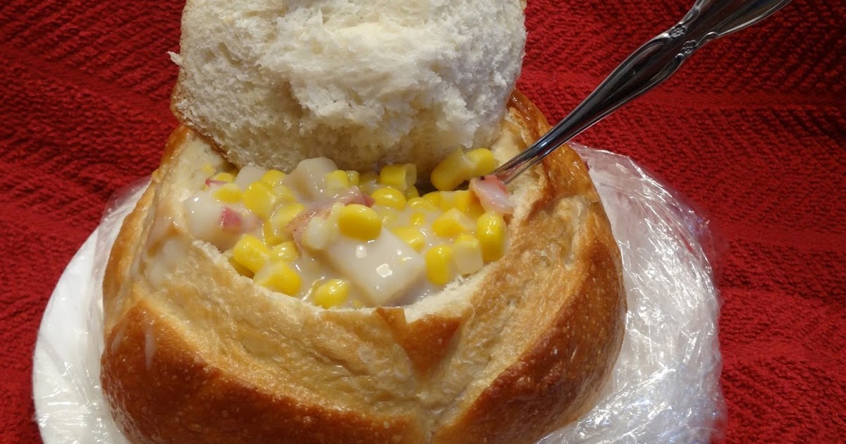OnceaMonth Chef Ham and Corn Chowder in Bread Bowls