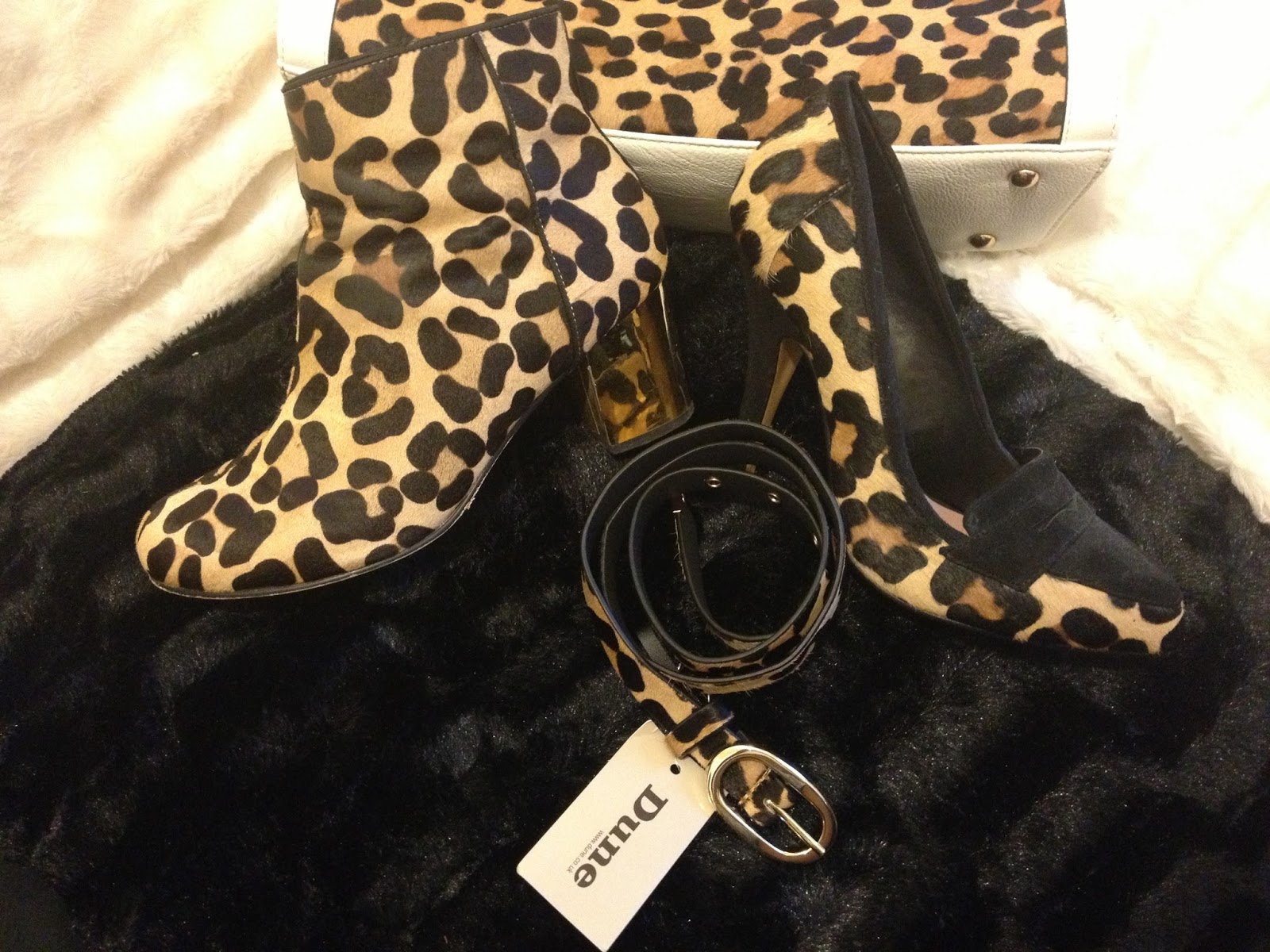 dune leopard print ankle boots