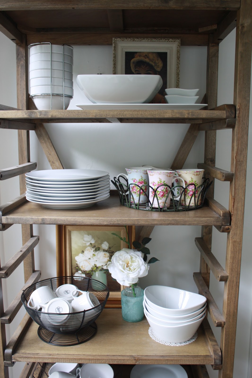 The little white cottage in the woods Coffee nook and open shelves