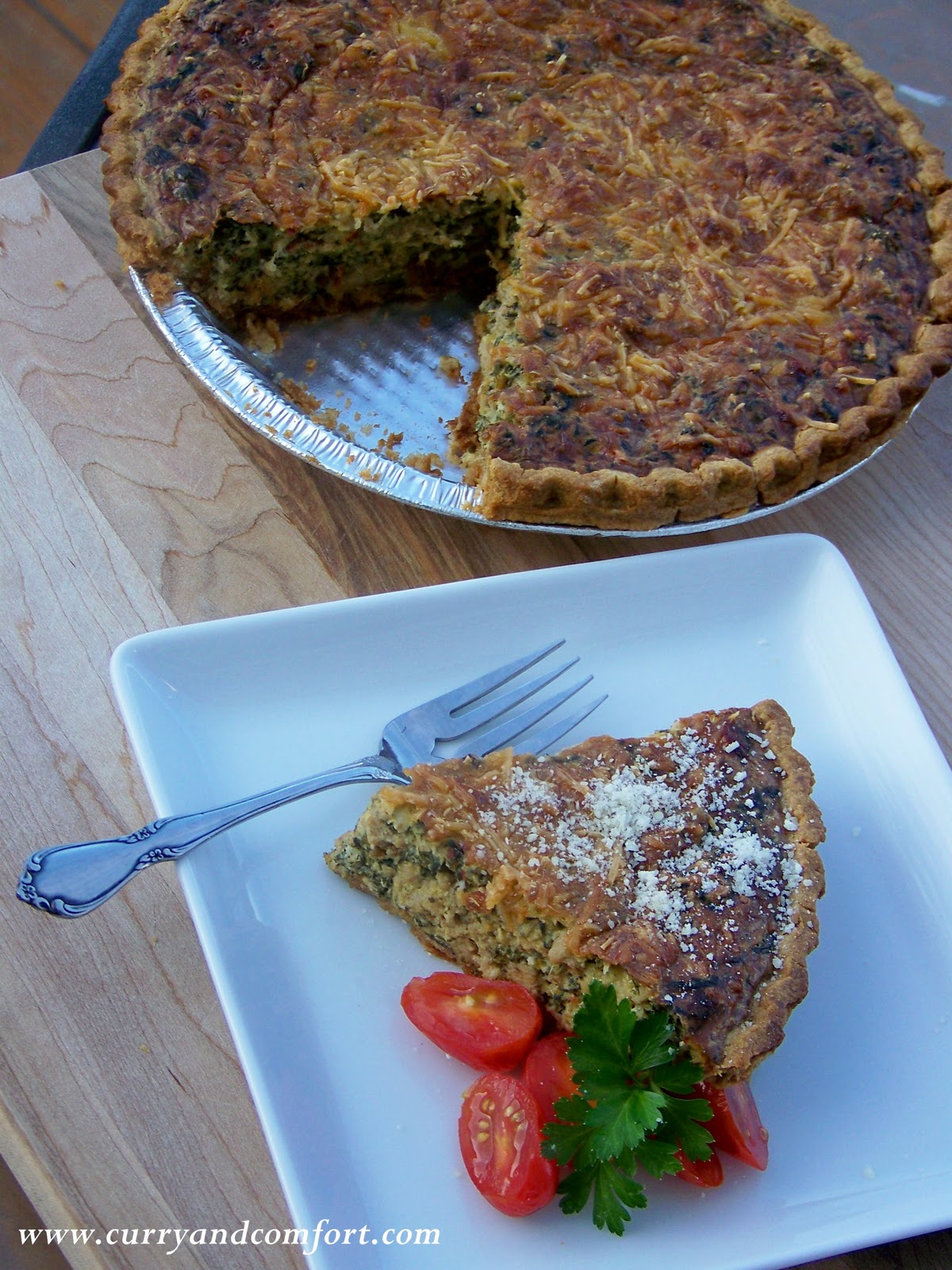 Kitchen Simmer Indian Spiced Spinach and Chicken Quiche