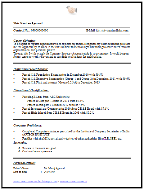 Over 10000 Cv And Resume Sles With Free Download One Page Simple Resume Format One Page Resume Template