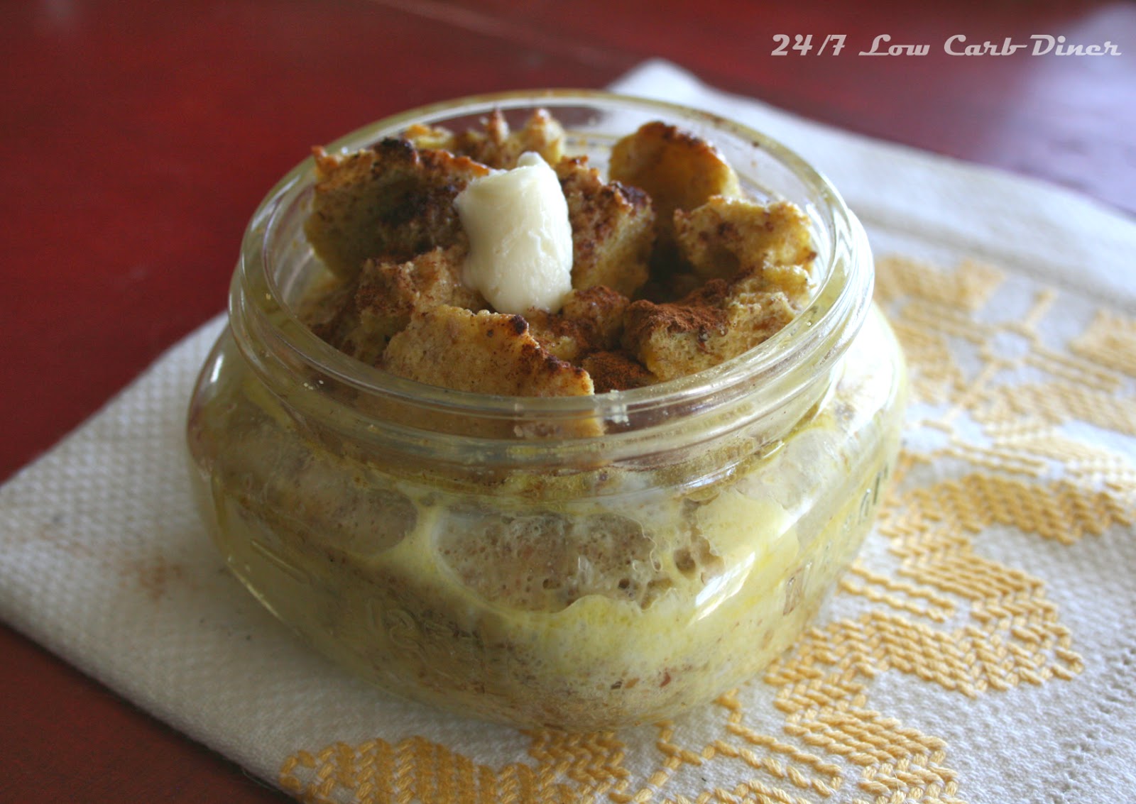 24/7 Low Carb Diner Breakfast Bread Pudding in a Jar