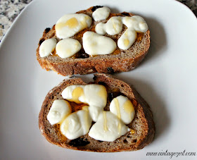 Raisin Bread Toasts with Braided String Cheese & Honey on Diane's Vintage Zest!