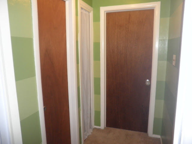 DIY painted stripes green hallway  Just Peachy, Darling