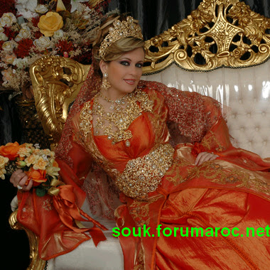 لباس عروس مغربي باللون البرتقالي Bb