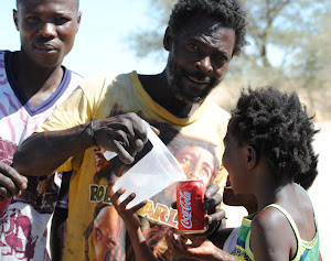 Sharing water with Namibians.