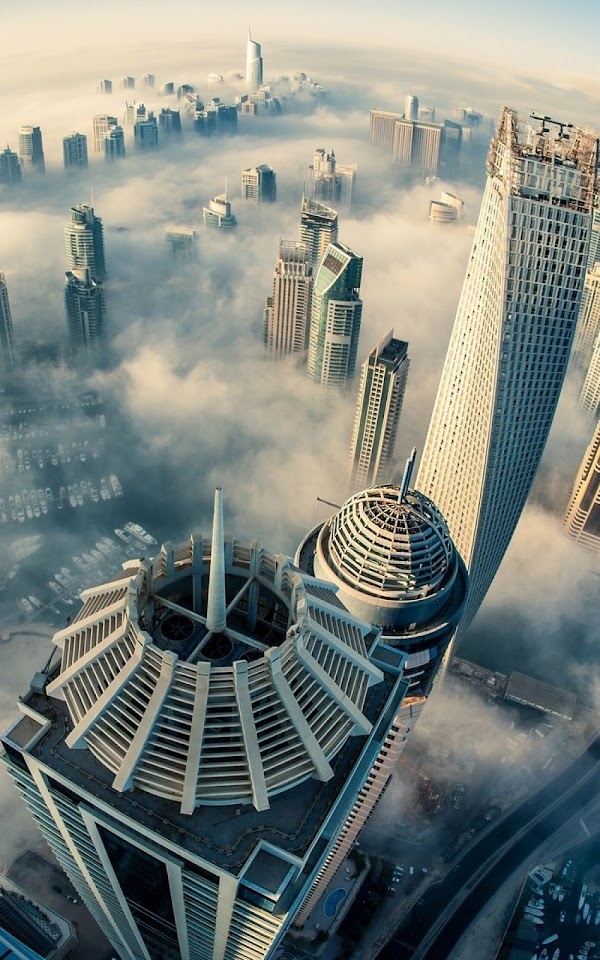 Cityscapes Foggy Dubai Skyline Android Wallpaper