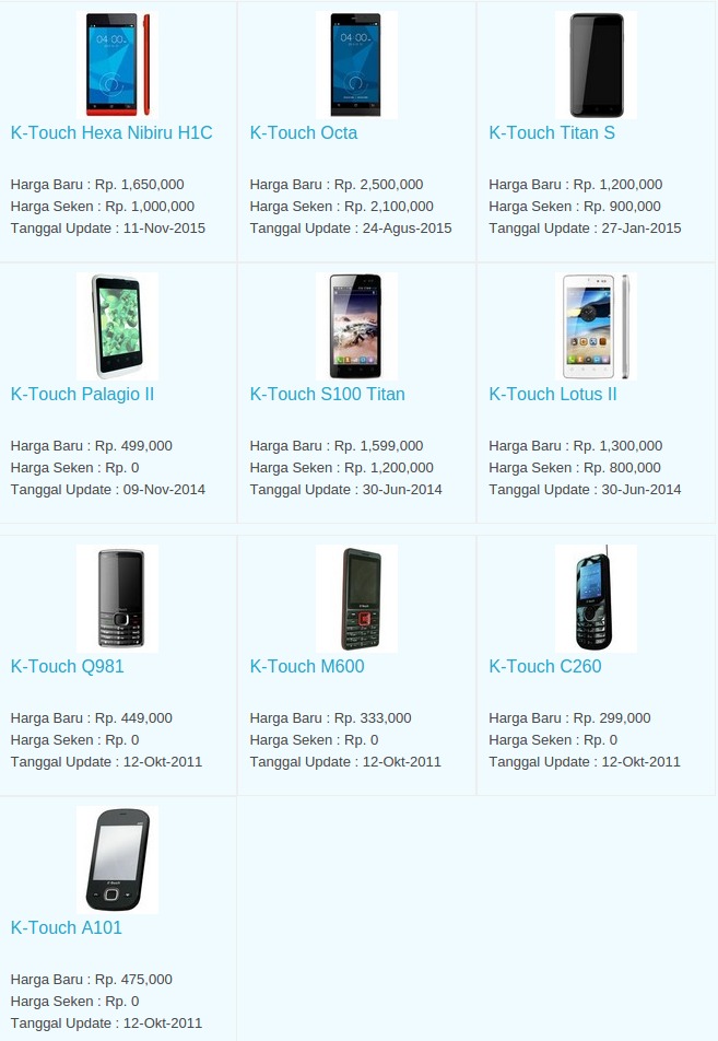 Daftar Harga Hp K-Touch Februari 2016 Daftar Harga Hp K-Touch Februari 2016