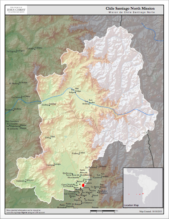 Chile Santiago North Mission Map