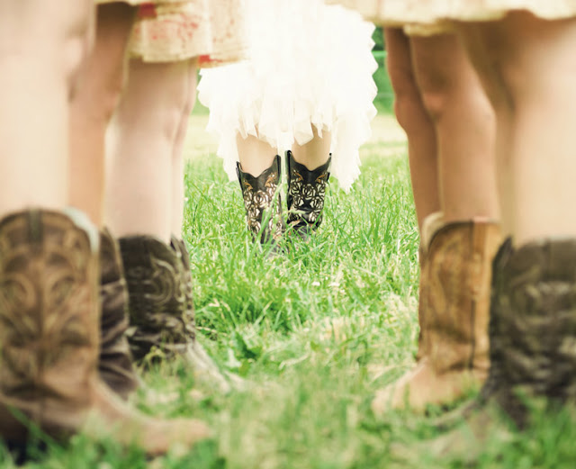 bridesmaids in wedding boots