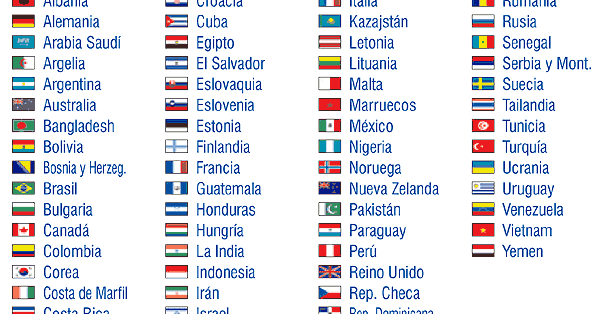 información de paises: banderas de paises