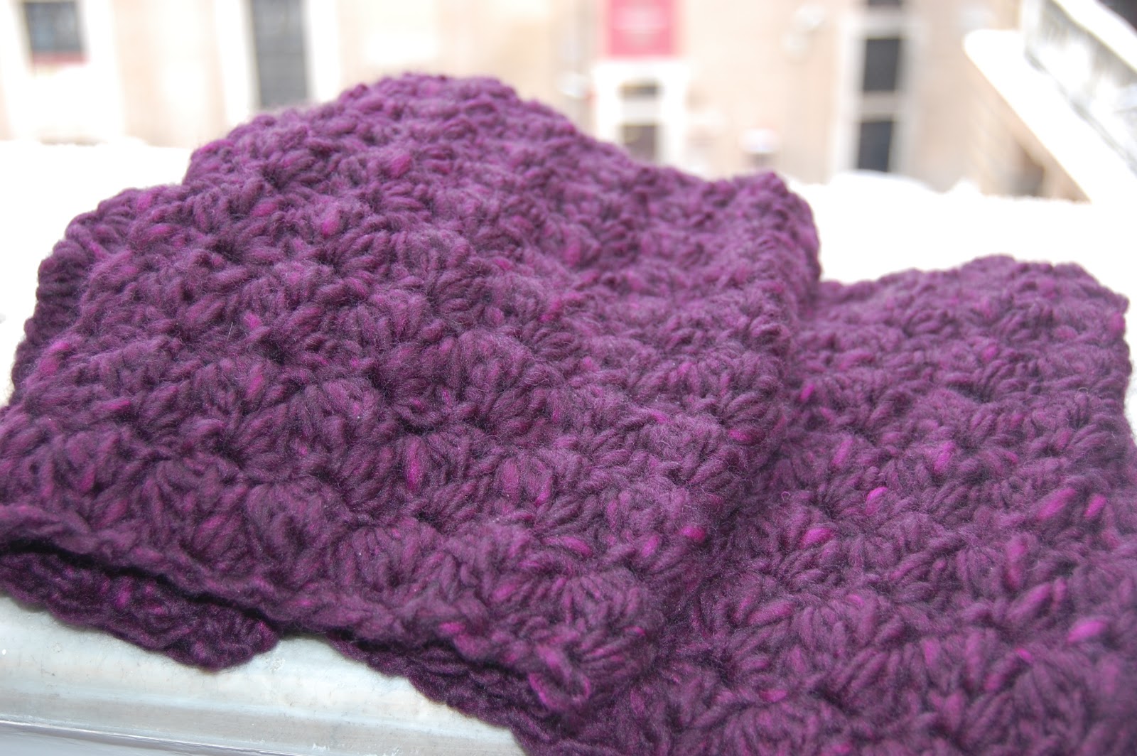 Bulky Purple Crochet Scarf What Do I Do?