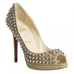 Christian Louboutin Yolanda Spikes 120 Peep Toe Pumps Beige