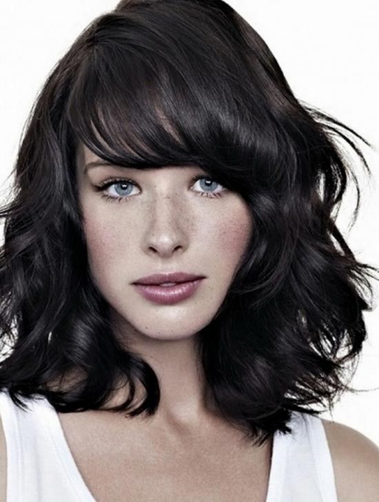 Shoulder Length Curly Hairstyles With Fringe Layer Bangs