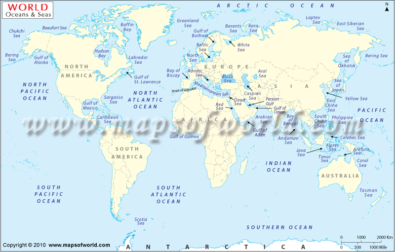 MapsofWorld Updates World Oceans Map