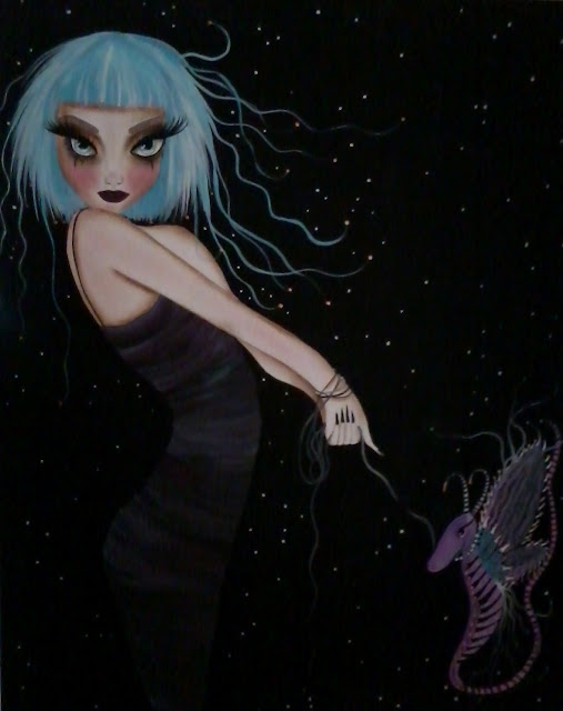 "Claire & Her Magical Dreamz"  16 x 20   Acrylics on Canvas by Dottie Gleason