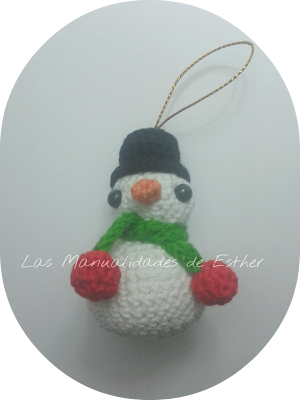 amigurumi muneco de nieve colgante arbol de navidad