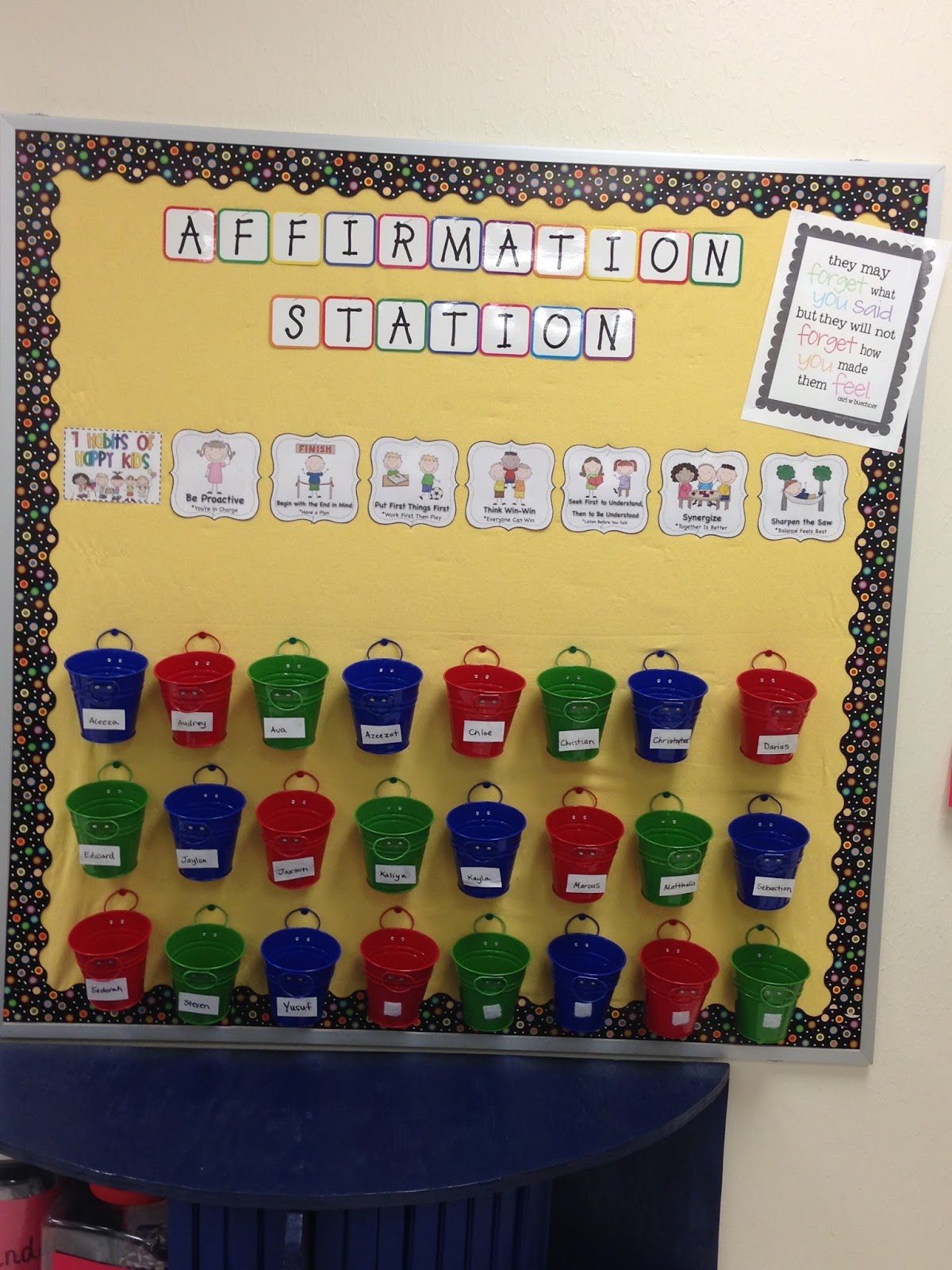 The affirmation station is a place where students can write notes to