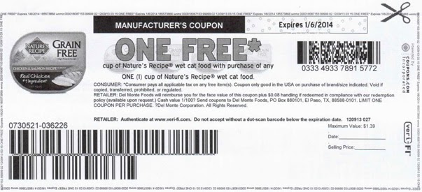 My Cat Healthy Life Nature S Recipe One Free Cat Food Coupons January 2014