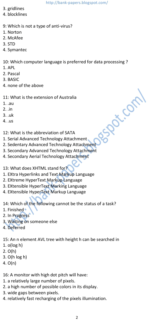 it specialist officer question paper for bank it specialist officer question paper for bank