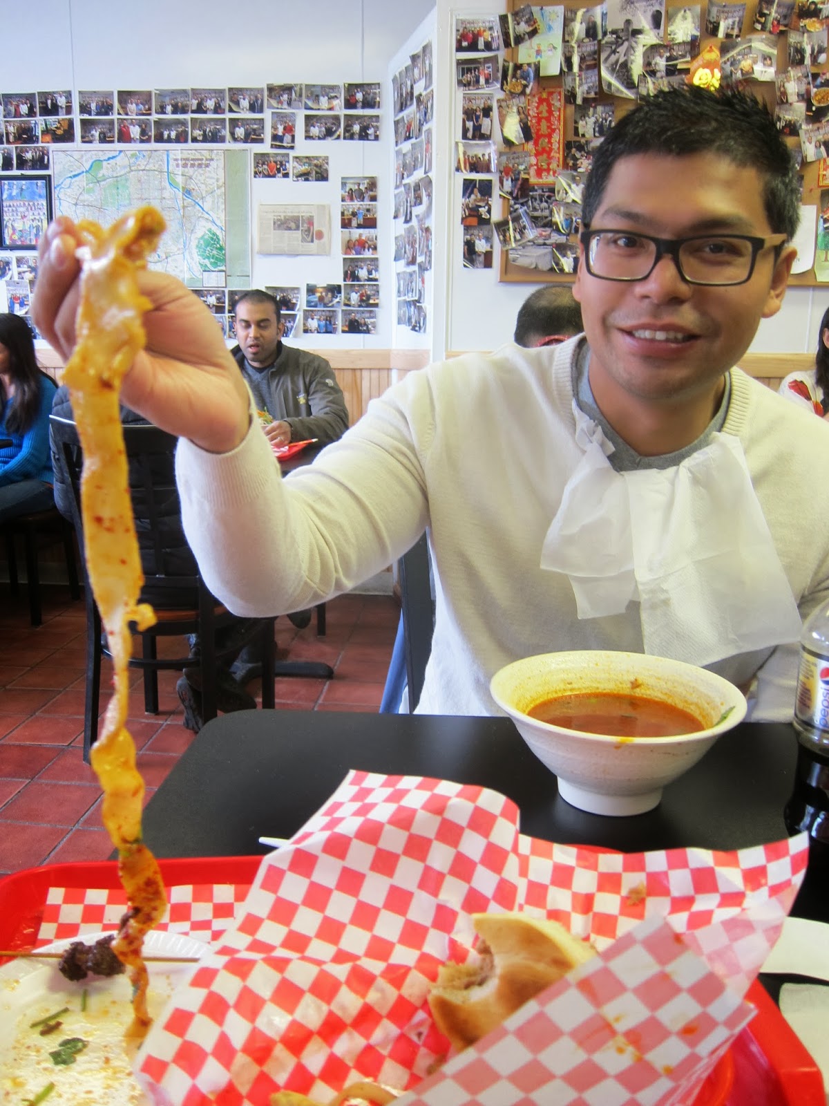 MamiEggroll Fresh hand pulled noodles at Gene's Chinese Flatbread Cafe