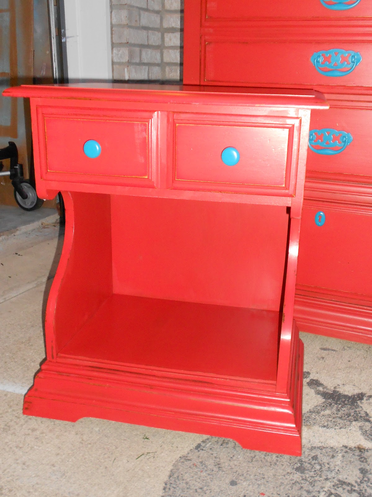 Lila's Pockets Red nightstand
