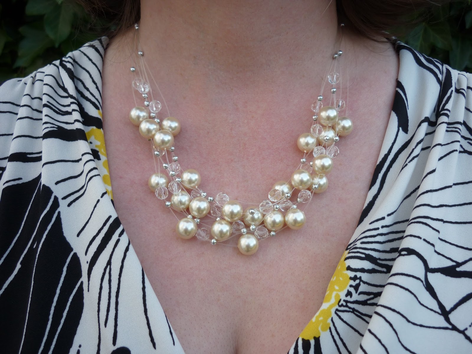 Illusion Faux Pearl and Glass Necklace