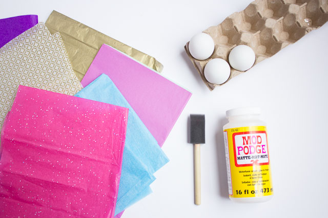 Tissue paper Easter eggs - modern and chic, yet easy enough for a preschooler to do!