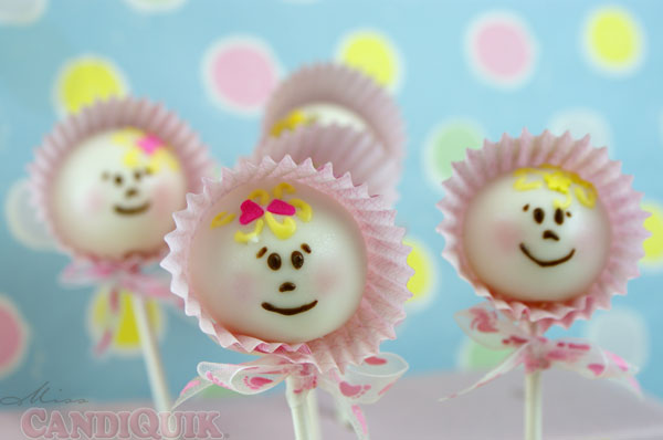 cake pops, baby, baby bonnet, girl, baby girl, cake pop girl