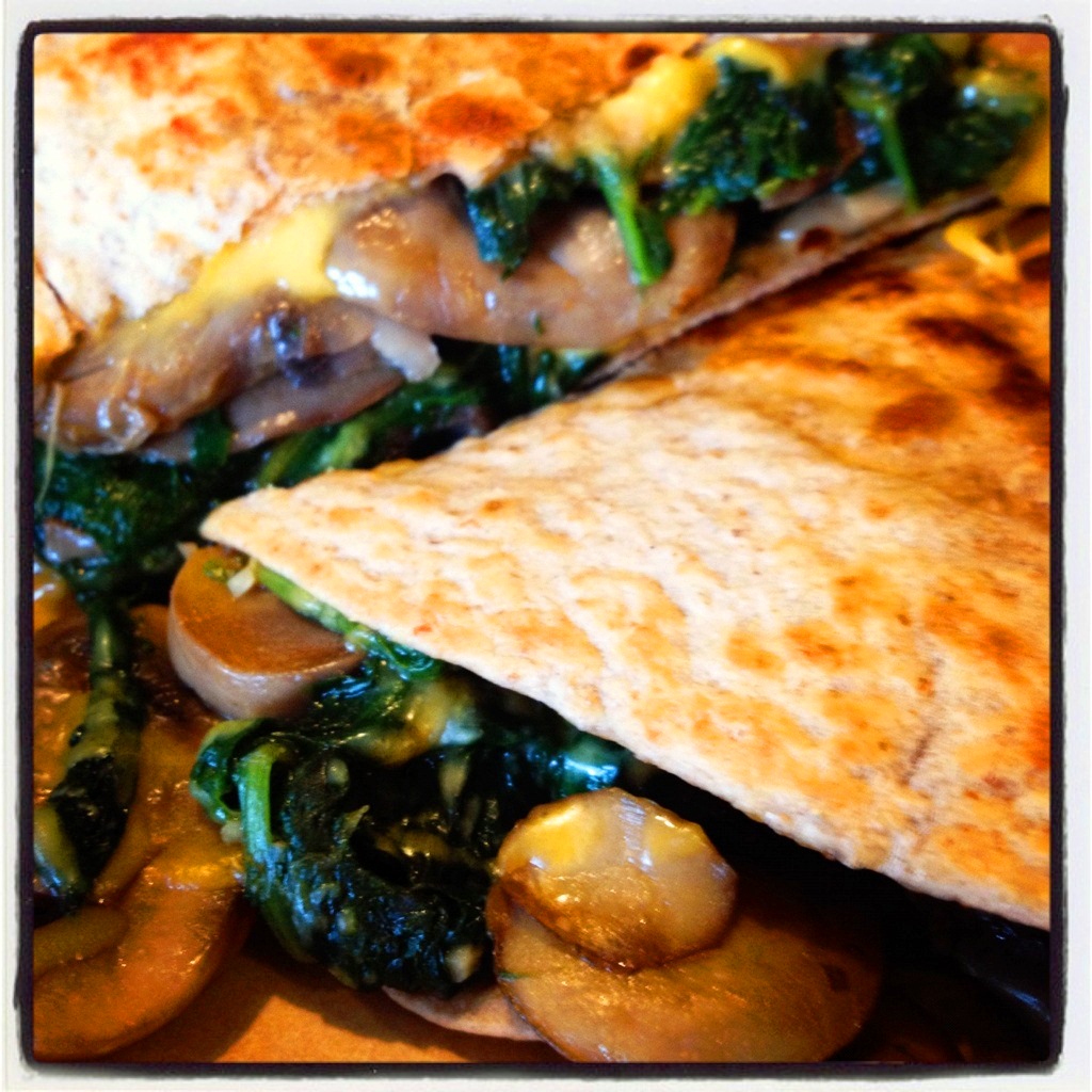 A Healthy Makeover Spinach and Mushroom Quesadilla