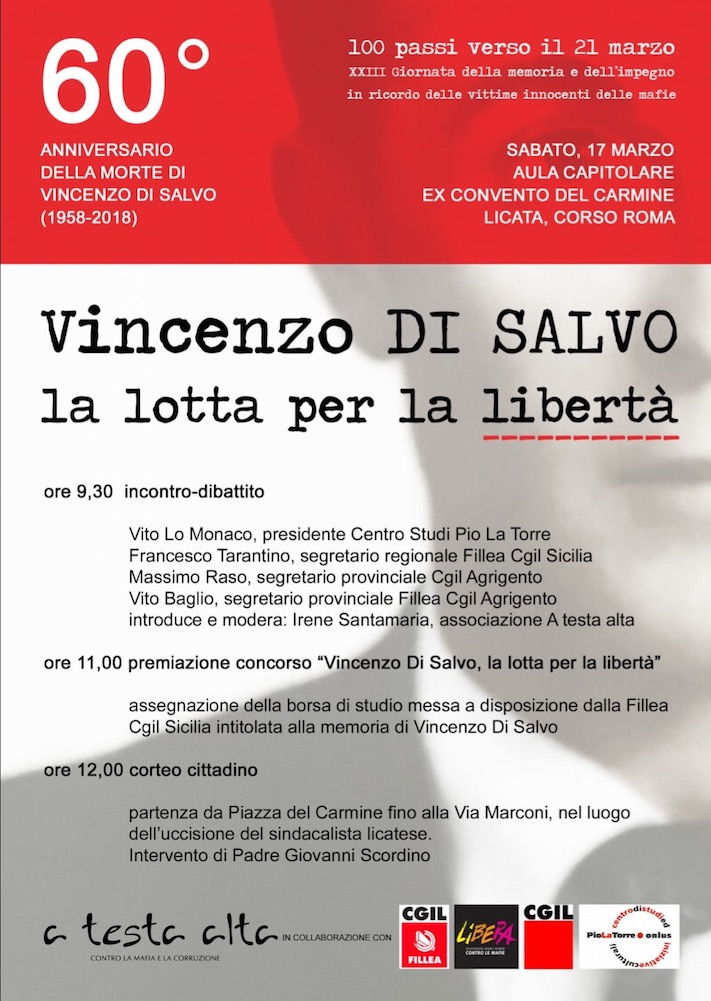 Licata. ''Vincenzo Di Salvo, la lotta per la libertà'', l'iniziativa per il sindacalista che si oppose alla mafia