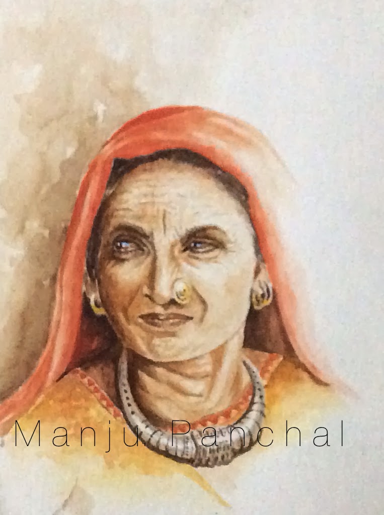 Paintings And Drawings By Manju Panchal Portraits Of Rajasthani