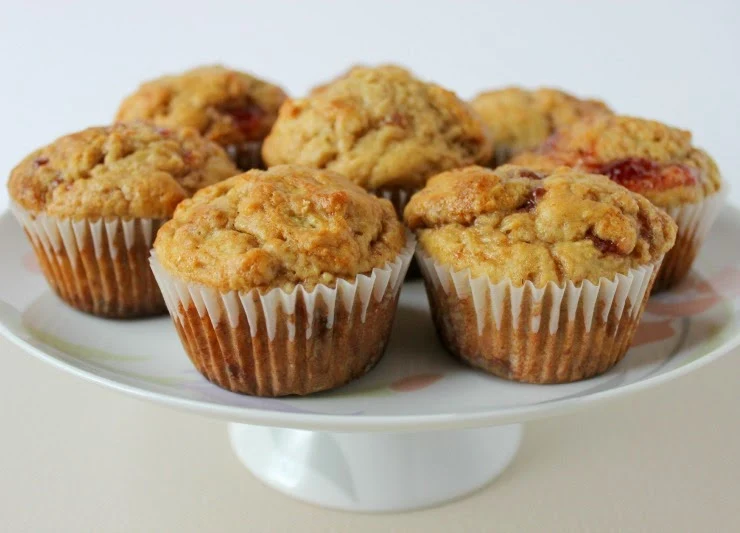 Peanut Butter and Jelly Muffins:  Low-fat, lower calorie treats with the classic taste of PB&J