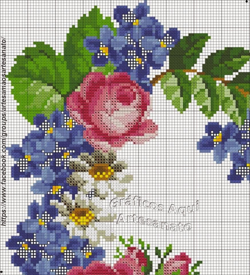 Gráficos Aqui - Artesanato: Pequena toalhinha para mesa bordado ponto cruz