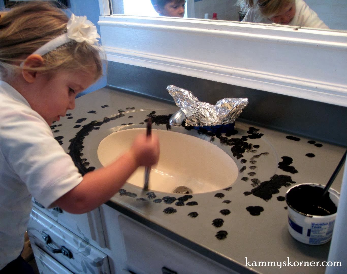 Kammy's Korner Painting A Porcelain Vanity Countertop {New And Improved}