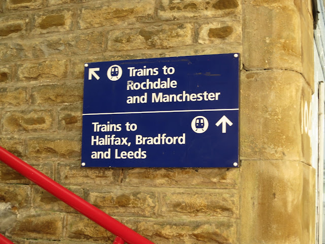 Platform information at Todmorden rail station Todmorden, West Yorkshire