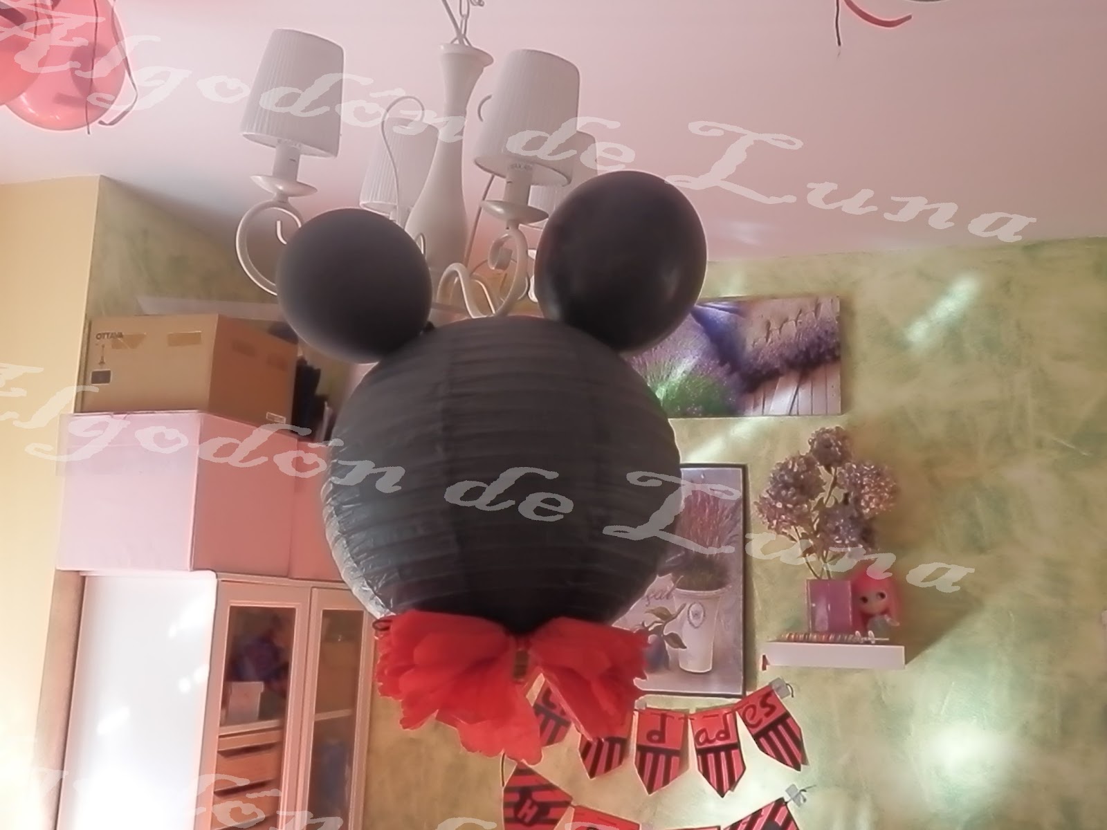 Algodón de Luna: Diy piñata infantil con lámpara de papel y globos negros  con letras para fiesta cumpleaños de niños de Mickey Mouse.