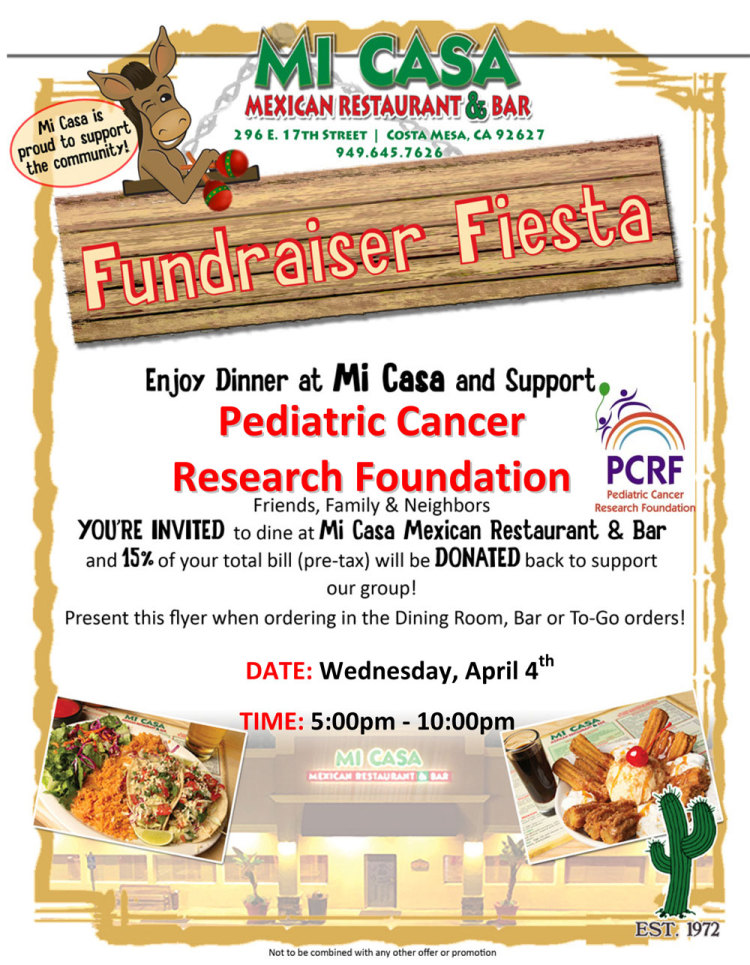 fiesta fundraiser night at mi casa mexican restaurant orange taco fundraiser flyer
