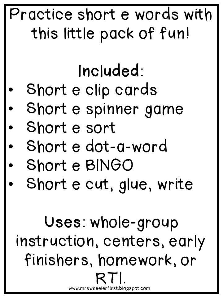 Mrs. Wheeler's First Grade Tidbits: Short Vowel Activities