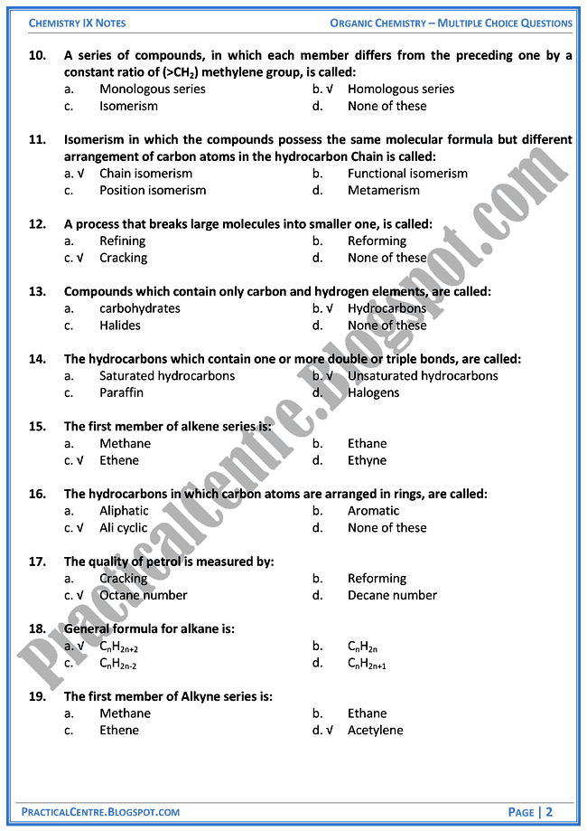 organic-chemistry-mcqs-chemistry-ix