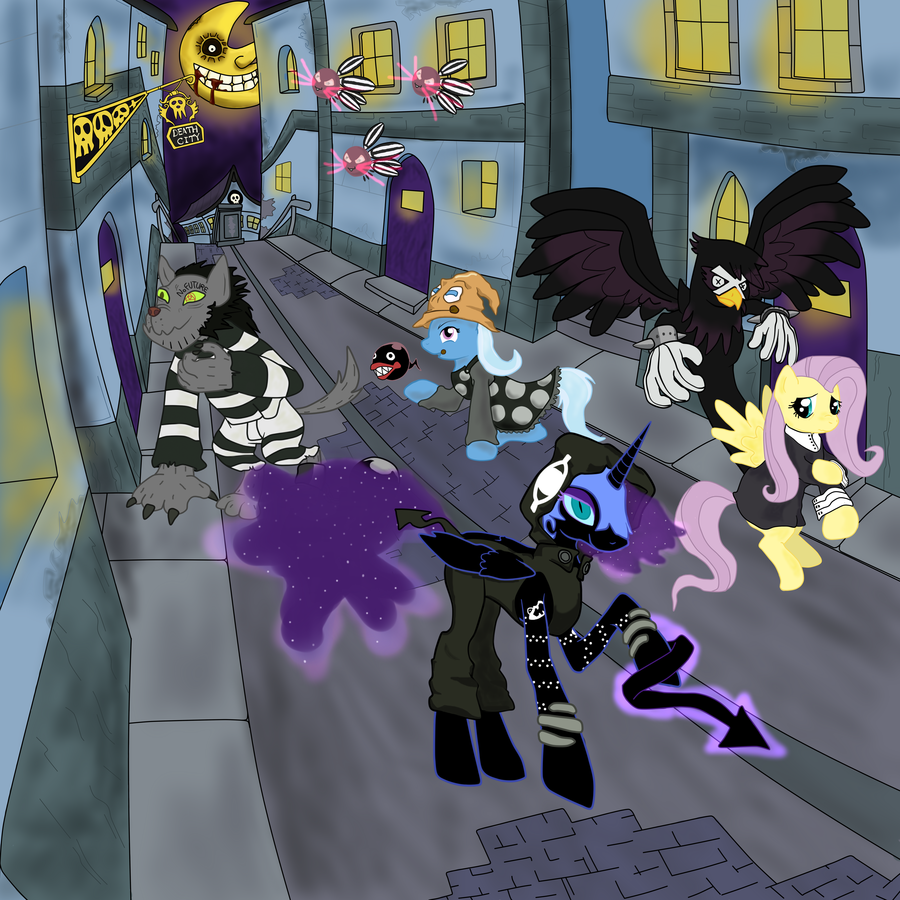 Bronies Assemble! - Page 2 43552+-+Nightmare_Moon+Soul_Eater+Trixie+artist+shipomaster+diamond_dogs+fluttershy+parasprite+parody