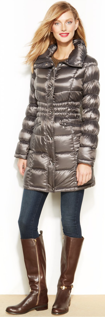 Michael Kors Pillow-Collar Quilted Packable Down Puffer Coat