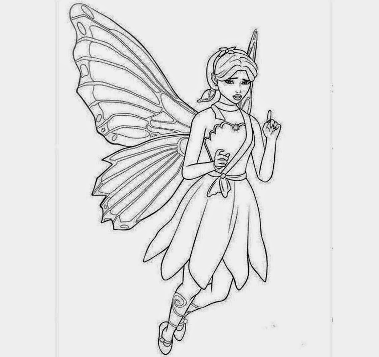 Barbie Fairy For Kid Coloring Drawing Free wallpaper