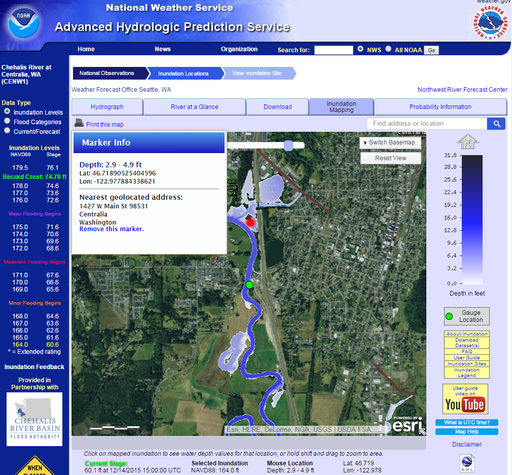 The Advanced Hydrologic Prediction Service for Chehalis Washington
