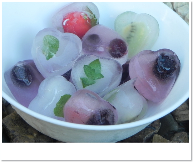Cubos de gelo com flores e frutas - diy 1