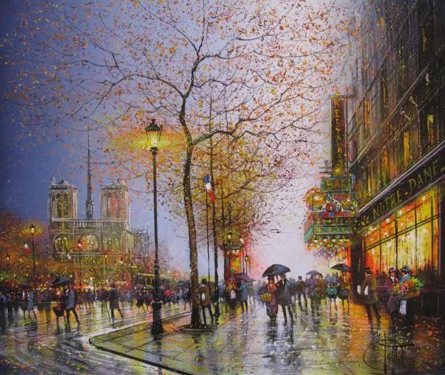 Guy Dessapt 1938 | French Impressionist painter | Paris autumn