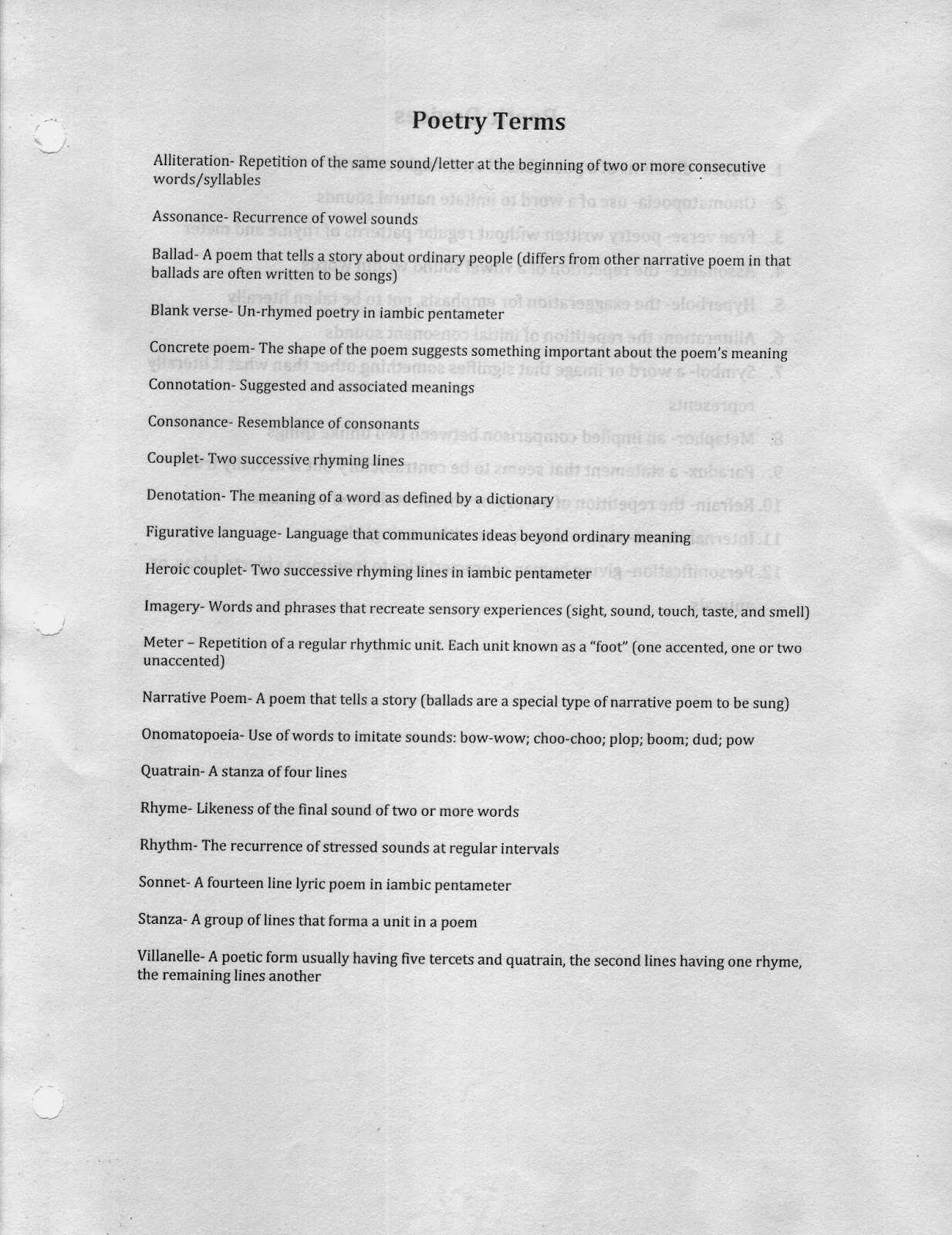 Worksheets Iambic Pentameter Worksheet stewies english 2014 poetic terms and devices