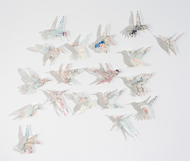 pájaros de papel de Claire Brewster, paper birds